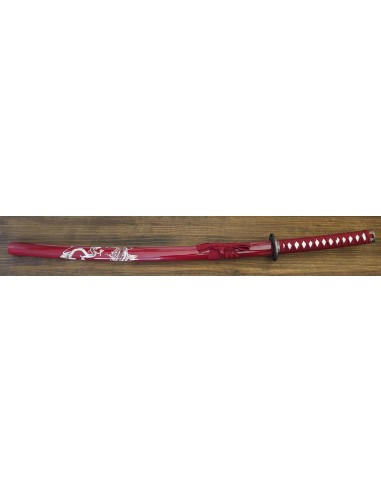 Katana Roja Dragón 102 cm con soporte