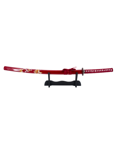 Katana Roja Dragón 102 cm con soporte