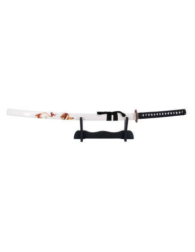 Katana Blanca Dragón 102 cm con soporte